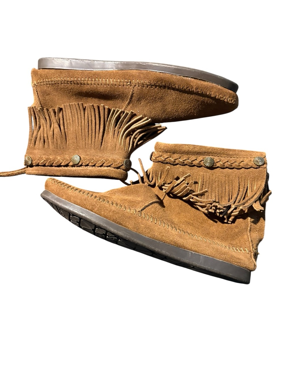 Minnetonka Fringed Suede Ankle Boots 9 - Picture 4 of 11